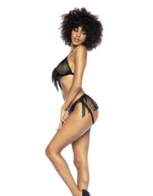 Ensemble lingerie 2 pièces soutien-gorge et culotte à franges