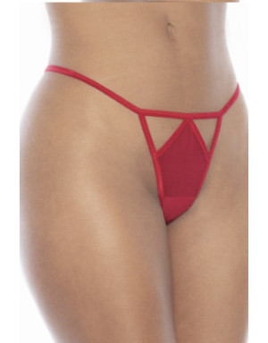 Nuisette fine résille rouge avec bonnets ouverts et string 
