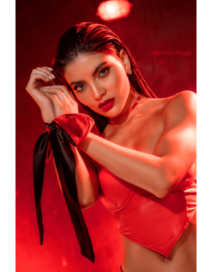 Accessoire coquin en satin réversible noir & rouge 
