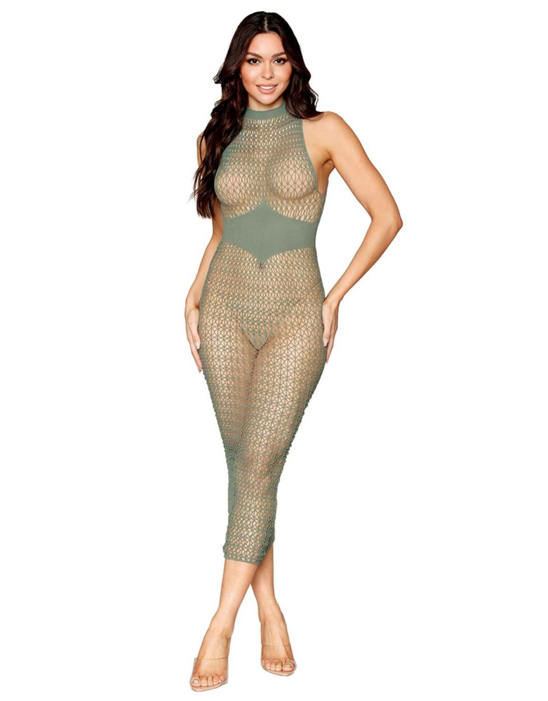Robe bodystocking en filet dans un design géométrique sans couture
