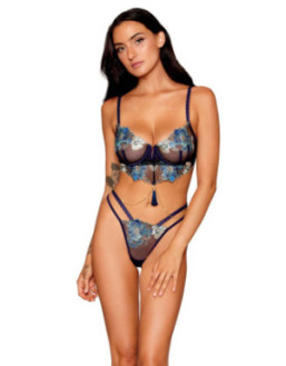 Ensemble soutien-gorge avec chainettes amovibles et string 