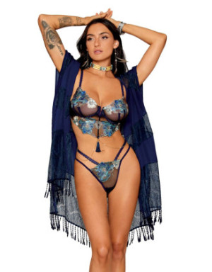 Ensemble soutien-gorge avec chainettes amovibles et string 