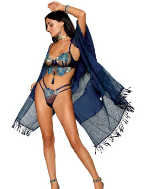 Ensemble soutien-gorge avec chainettes amovibles et string 