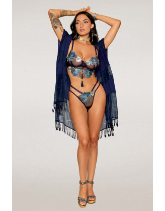 Ensemble soutien-gorge avec chainettes amovibles et string 