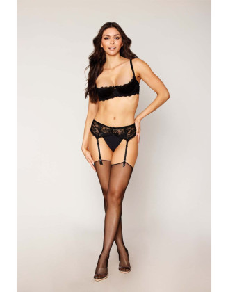 Soutien-gorge Demi-seins à armatures en fine dentelle noire