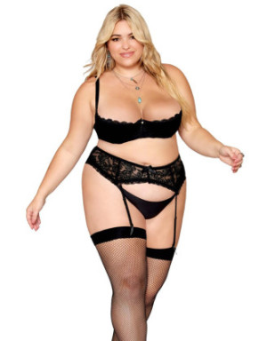 Soutien-gorge, grande taille, Demi-seins à armatures en dentelle noire