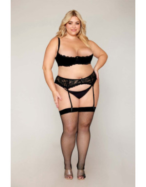 Soutien-gorge, grande taille, Demi-seins à armatures en dentelle noire