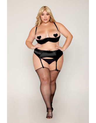Soutien-gorge Demi-Seins, grande taille, en satin noir