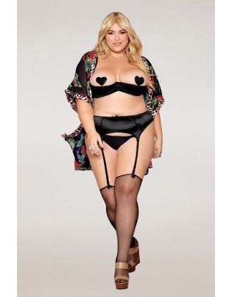 Soutien-gorge Demi-Seins, grande taille, en satin noir