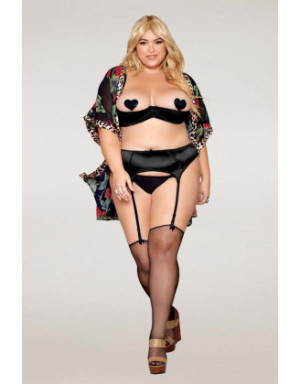 Soutien-gorge Demi-Seins, grande taille, en satin noir