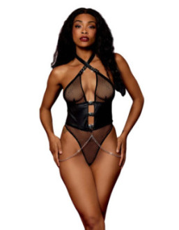 Body string résille noire et chaines