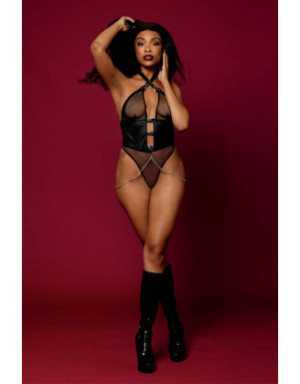 Body string résille noire et chaines