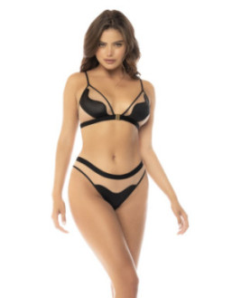 Ensemble 2 pièces Liv noir et chair, détachable sur le devant, bretelles réglables