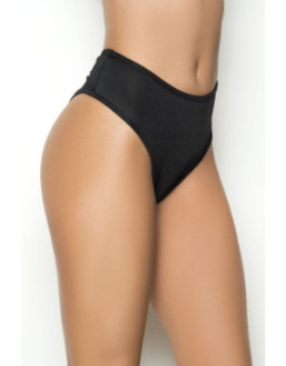 String bande large noir taille haute, tissu fronçé à l'arrière