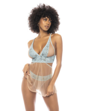 2 en 1 Nuisette et ensemble 2 pièces Abilene en dentelle et résille transparente