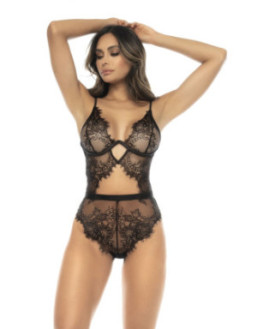 Body Nairobi en dentelle noir avec armatures, bretelles réglables