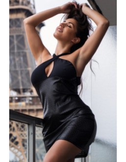 Robe noire simili cuir Margot