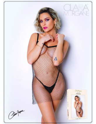 Petite robe en fine résille incrusté de strass - Le Numéro 1 - Collection Strass