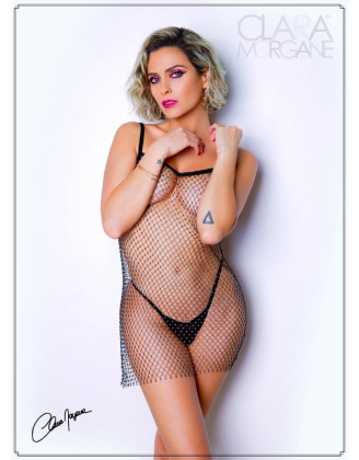 Petite robe en fine résille incrusté de strass - Le Numéro 1 - Collection Strass