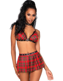 Costume écolière avec mini-jupe et soutien-gorge