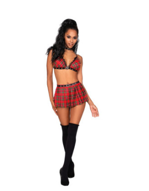Costume écolière avec mini-jupe et soutien-gorge