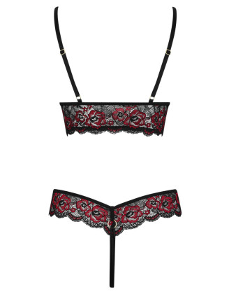 Body string en dentelle florale bicolore et résille