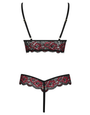 Body string en dentelle florale bicolore et résille