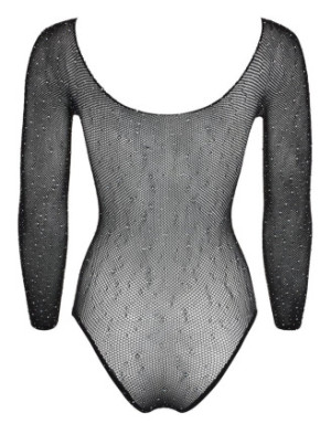 Body string à manches longues en résille avec strass