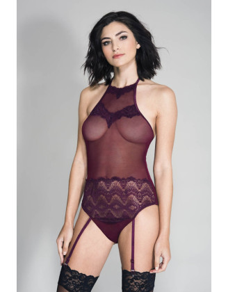 Body bordeaux avec porte jarretelles