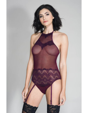 Body bordeaux avec porte jarretelles