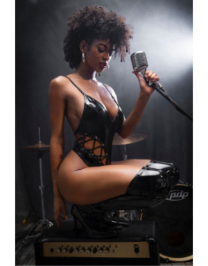 Body string en vinyle noir