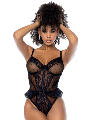 Body string noir à l'illusion corset