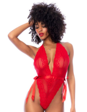 Body string en dentelle rouge