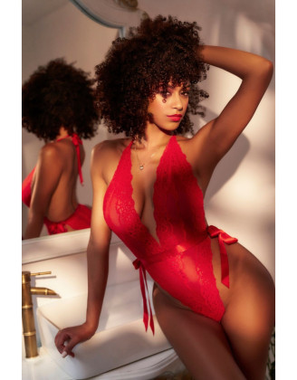 Body string en dentelle rouge