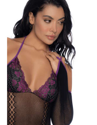 Body noir et violet et mitaines amovibles