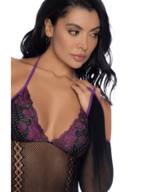 Body noir et violet et mitaines amovibles