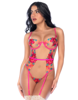 Body en Tulle Brodé Fleuri