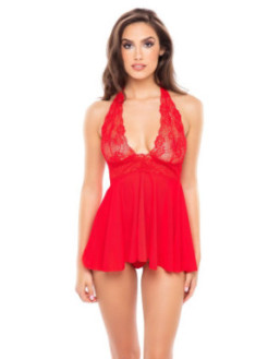 Ensemble rouge,  Babydoll tour de cou & G-String