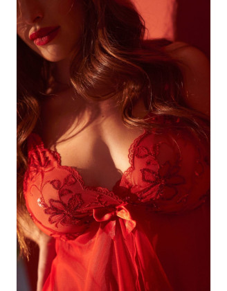 Babydoll rouge et string assorti