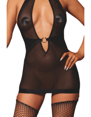 Nuisette avec porte jarretelles et fouet