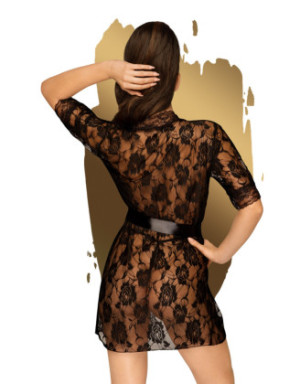 Peignoir et ceinture satinée Noir Sweet retreat