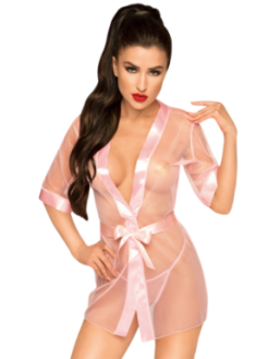 Peignoir et ceinture satinée Rose Midnight mirage