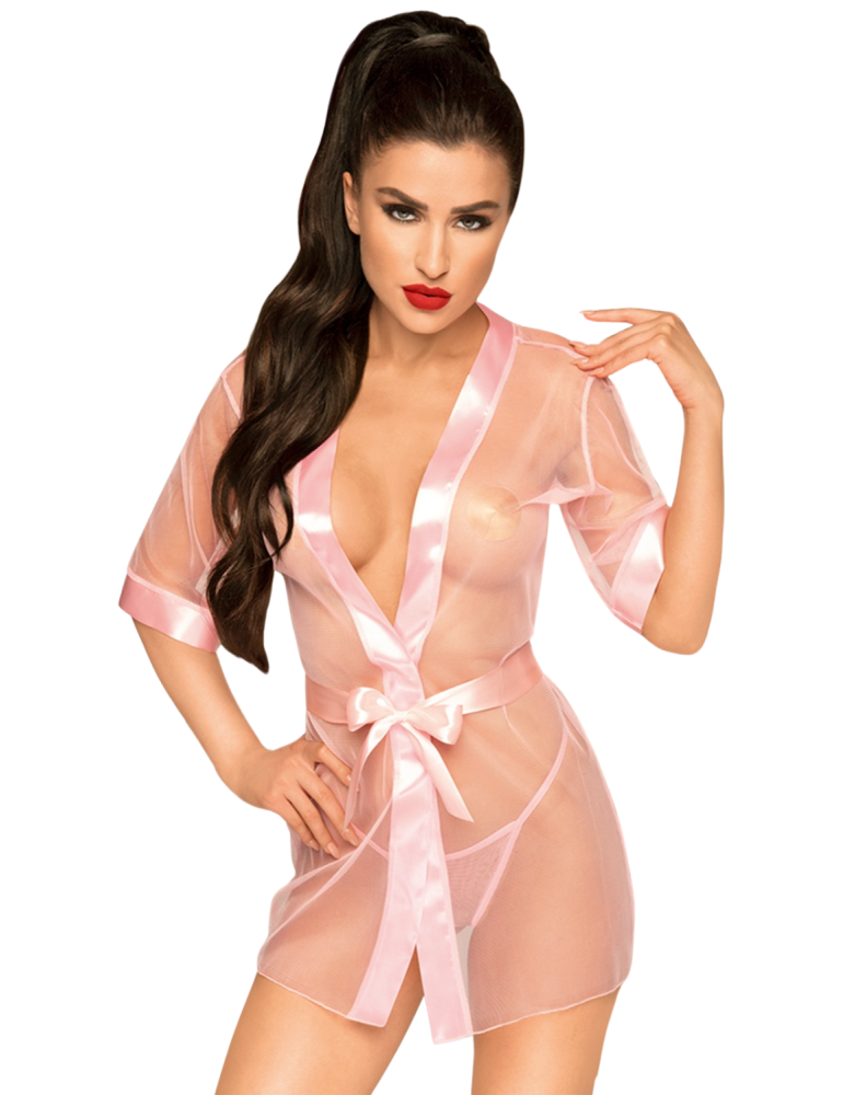 Peignoir et ceinture satinée Rose Midnight mirage