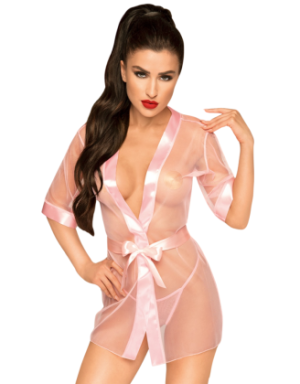 Peignoir et ceinture satinée Rose Midnight mirage