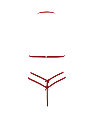 Soutien-gorge en dentelle rouge avec bonnets détachables et string