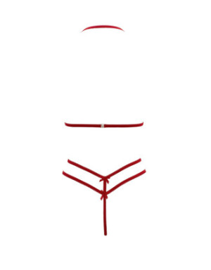 Soutien-gorge en dentelle rouge avec bonnets détachables et string