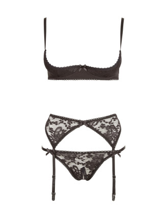 Ensemble sexy trois pièces en dentelle noire