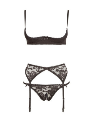 Ensemble sexy trois pièces en dentelle noire