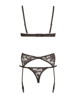 Ensemble sexy trois pièces en dentelle noire