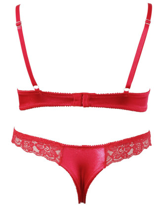 Soutien-gorge demi seins avec armatures et son string ouvert
